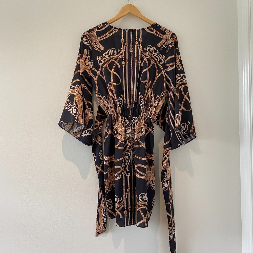 Sheike Black and Gold Wrap Dress - Picture 8 of 8